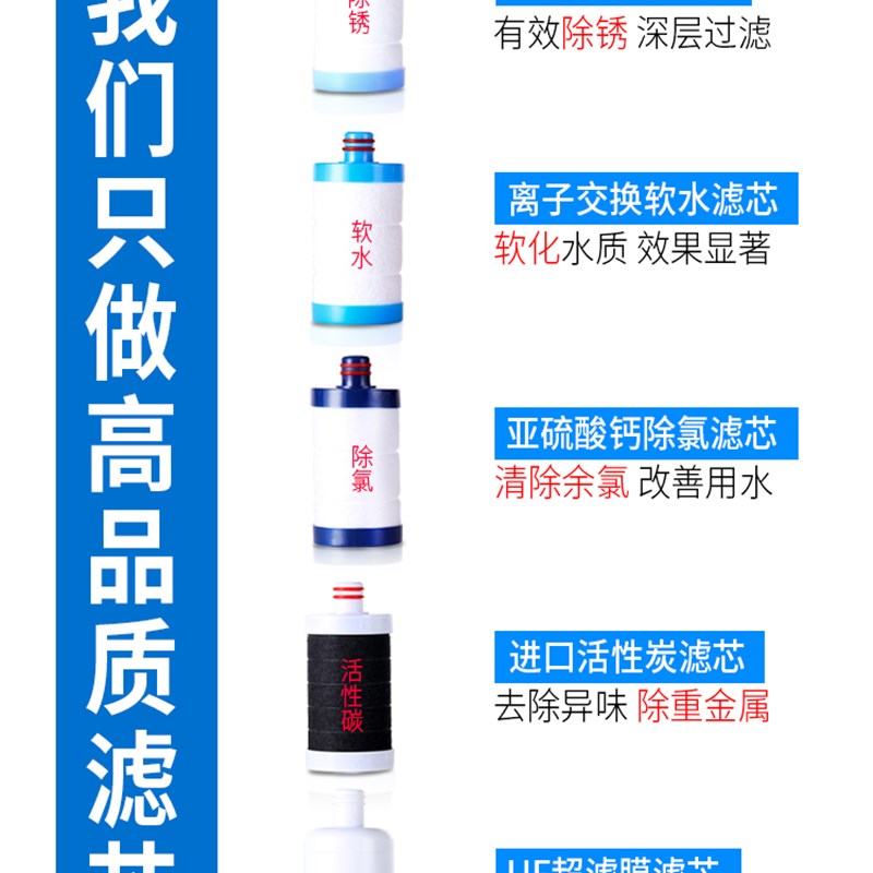 家用自来水净水器过滤芯活性炭厨房除锈软水除氯洗衣机淋浴过滤器