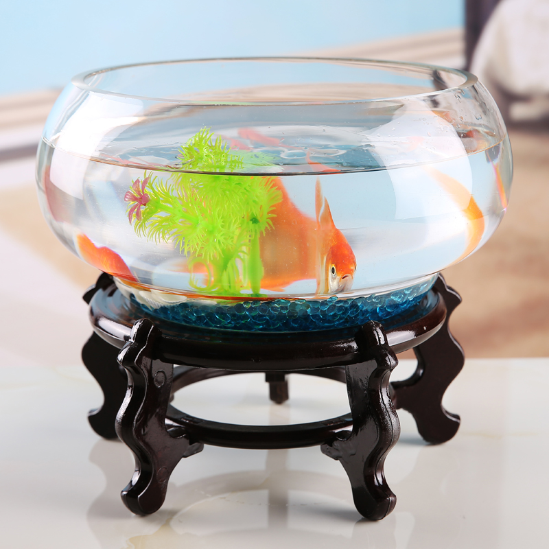 超白圆形玻璃鱼缸加厚大号乌龟缸办公桌面客厅小型造景生态金鱼缸
