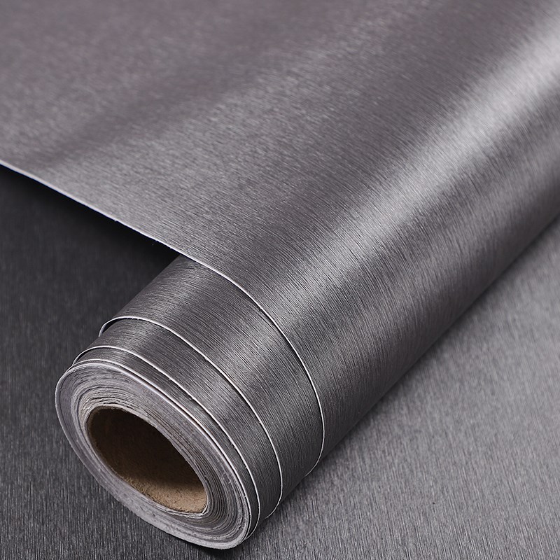 拉丝金属仿不锈钢贴纸银色翻新防水防油自粘橱柜电梯冰箱改色贴膜