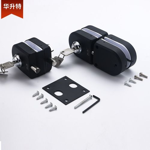 无框玻璃门锁免开孔m商铺门办公室插销地锁哑黑色单双开门锁通用