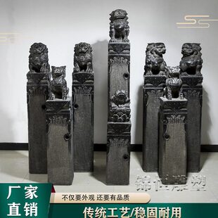 石雕拴马桩石狮子貔貅麒麟金蟾青石仿古庭院室内外装饰拴马石柱子