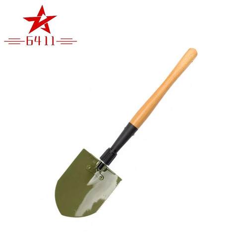 6411工兵铲木柄多用途工兵锹户外铲子探险铁锹旅游车载便携锹