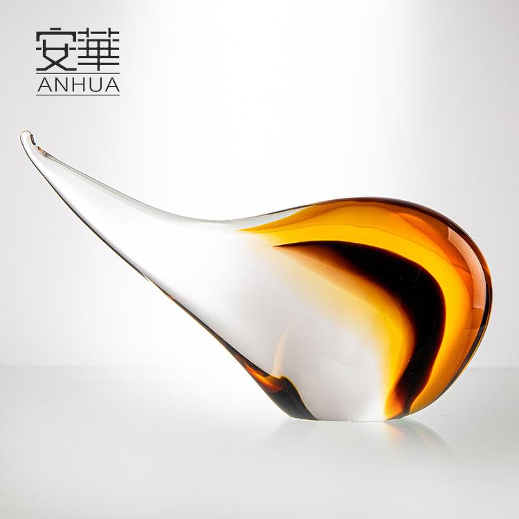 安华创意艺术玻璃摆件现代简约高端客厅装饰品精致工艺品
