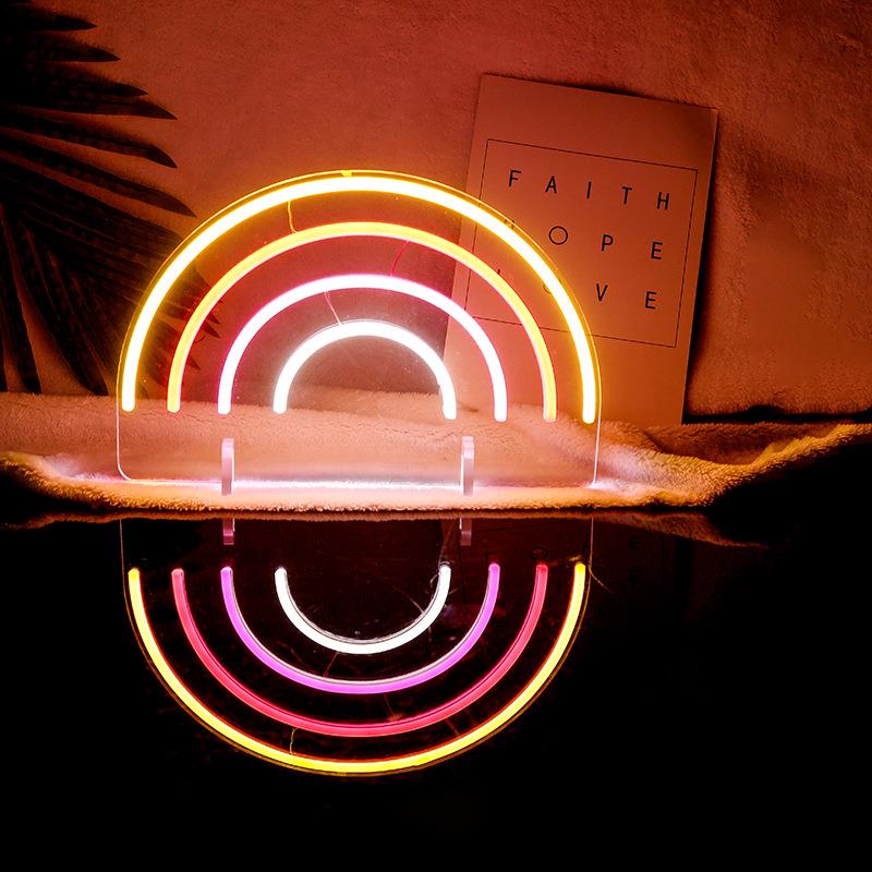 新品led霓虹灯卧室床头彩虹小夜灯墙创意造型霓虹装饰灯