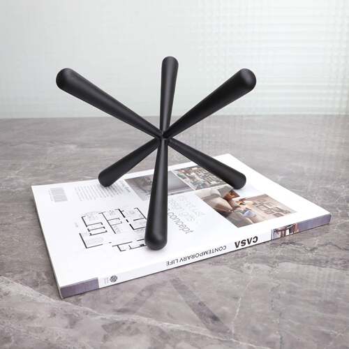 现代简约黑色金属六角样板房售楼部家居玄关客厅创意软装饰品摆件