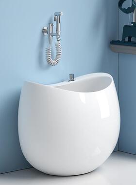 Dzp陶瓷拖把池家用阳台蛋形拖布池卫生间洗拖把池创意落地式圆墩