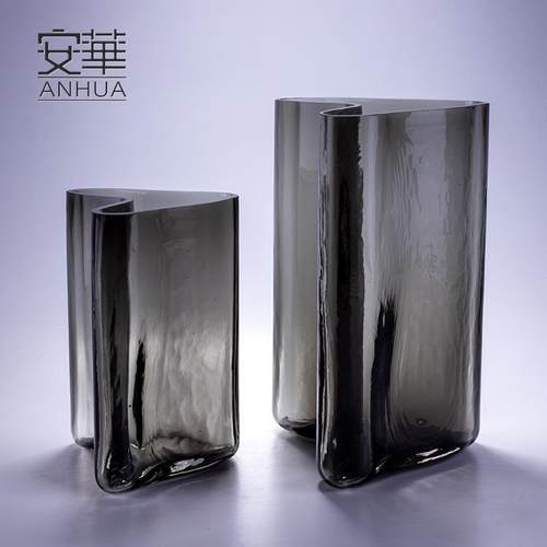 安华现代简约玻璃花瓶插花干花花器装饰品创意摆件工艺品