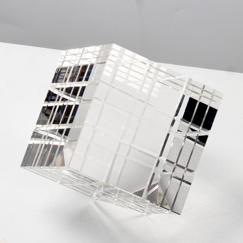轻奢现代简约透明正方形水晶魔方摆件样板房售楼处软装装饰品摆设