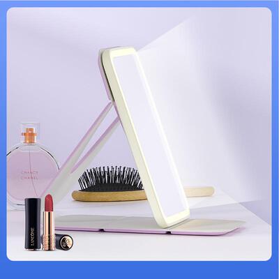 DX7Lled折叠带灯随身便携梳妆镜学生宿舍桌面台式补光镜子