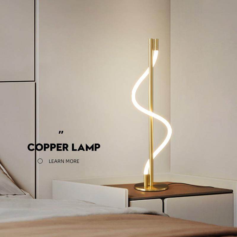 极简全铜客厅书房创意个性网红环形曲线立式护眼台灯创意线条灯具