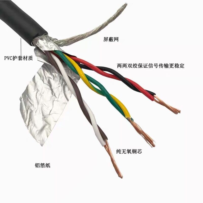 屏蔽双绞电缆RVSP2芯4芯6芯8芯10芯0.15 0.20.3平方485信号控制线