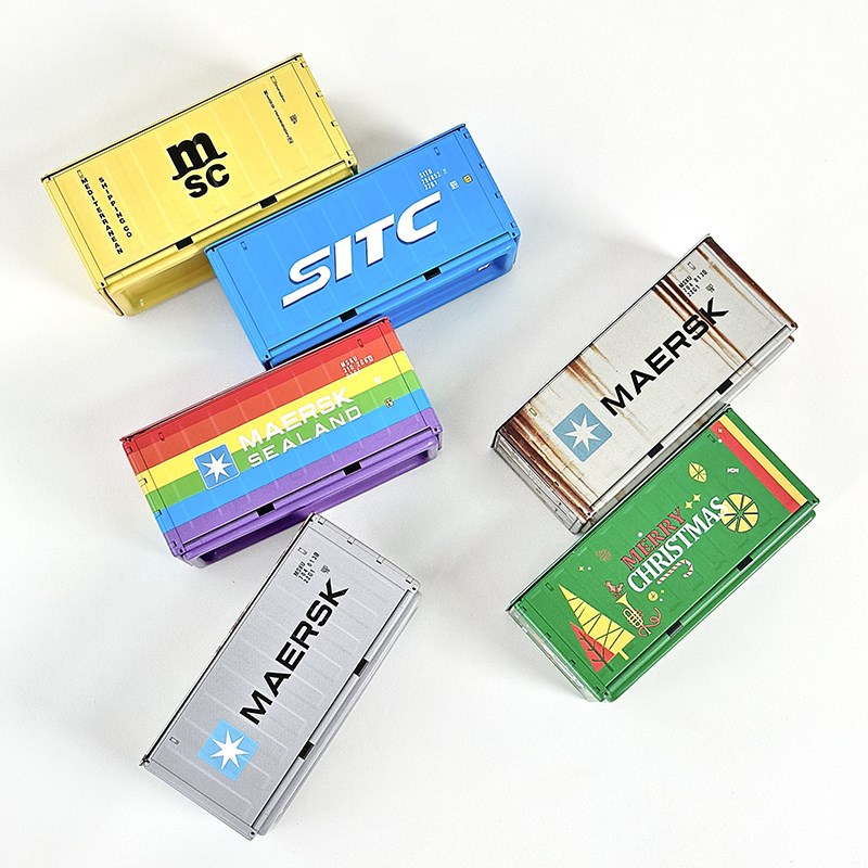 微缩集装箱模型收纳盒免打孔磁吸装饰盒冰箱贴迷你铁皮货运车厢盒