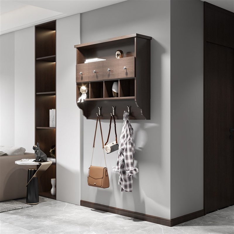 玄关电表箱装饰画实木中式架子立体可推拉弱配电箱轻奢高级感创意