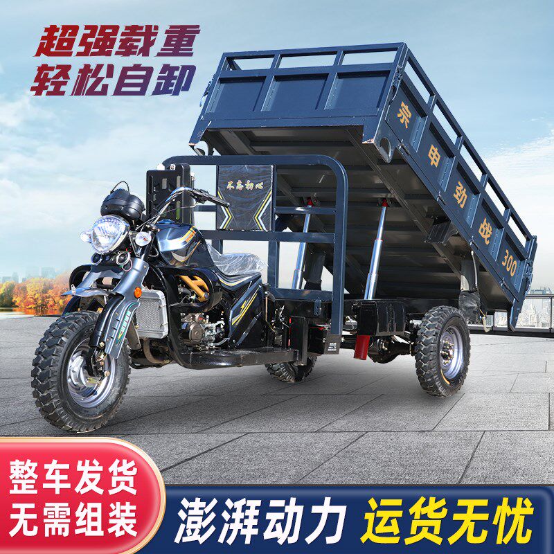 水冷汽油三轮摩托车燃油发动机自卸正货运载重王五轮摩托车三轮车