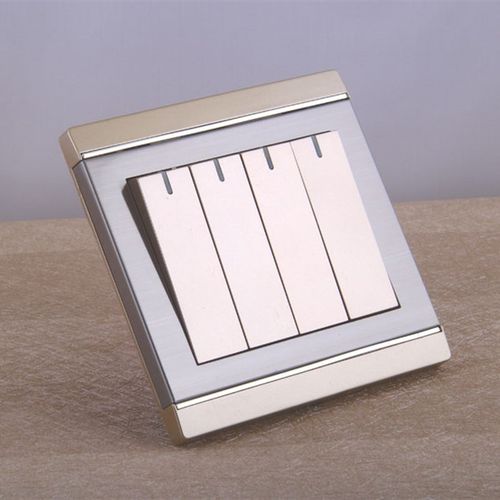 86型墙壁开关插座面板不锈钢拉丝M8香H槟金86型四位开关四开单控