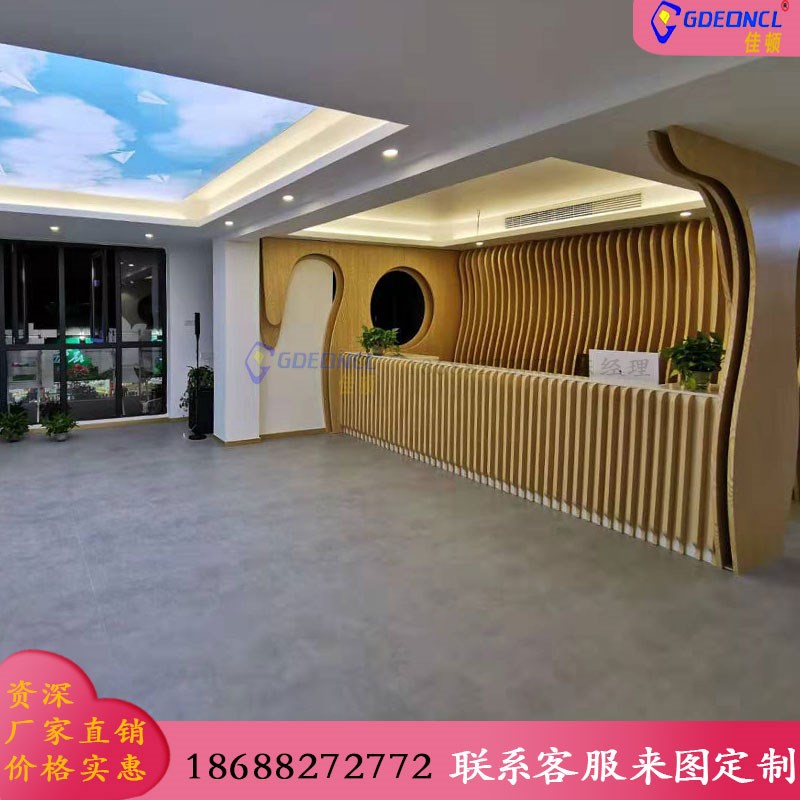 前台造型装饰金属铝板焊接异形波浪凹凸吕方通仿T木纹热转印铝单