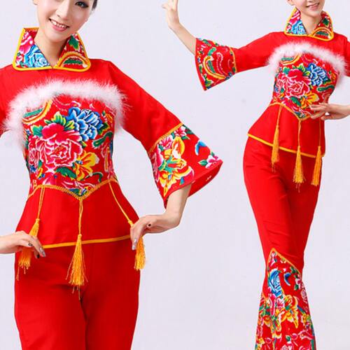 2022新款成人秧歌服女中老年腰鼓舞扇子舞演出服古典舞广场舞服装