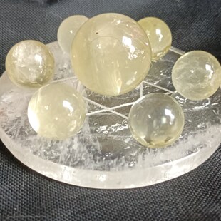 天然黄水晶球摆件白水晶底盘招财家居客厅玄关办公室装饰品送礼品
