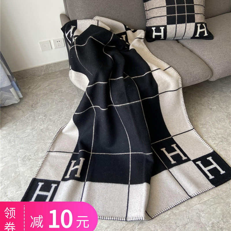 H字母家羊绒羊毛毯子春秋冬季加厚午睡沙发盖毯办公室单人空调被