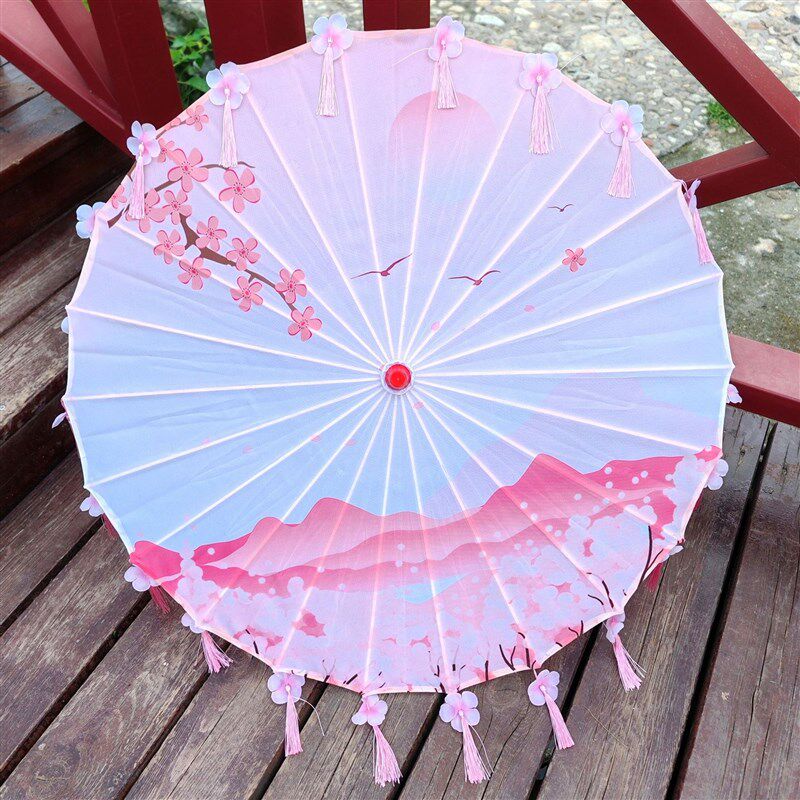 古风油纸伞汉服流苏花瓣伞装饰工艺伞汉服舞蹈伞灯光表演走秀拍照图片