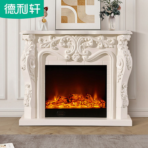 德利轩1.21米壁炉架仿真火电子法式壁炉柜雕花欧式壁炉装饰柜家用