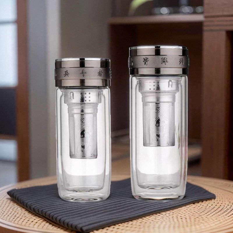 高档豪华鹅蛋杯U形双层玻璃杯精致小容量杯子男泡茶商务定制,餐饮具,玻璃杯,淘宝优惠券,粉丝福利购,淘宝优惠卷