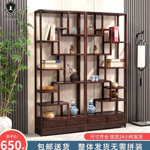 实木博古架中式多宝阁书架展示架茶叶茶壶摆放柜古董架客厅隔断