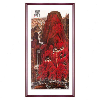 李可染 万山红遍 竖版玄关山水画办公室国画中式走廊挂画仿古名画