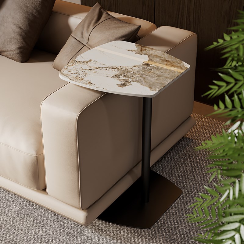 意式极简岩板边几简约家用客厅沙发边桌角几创意可Y移动小茶几