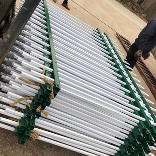 锌钢围墙护栏围栏庭院户外铁艺栅栏学校蓝白色铁栏杆工厂社区防爬