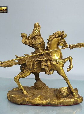 铜关公骑马摆件家用武财铜像办公室装饰品礼品铜器