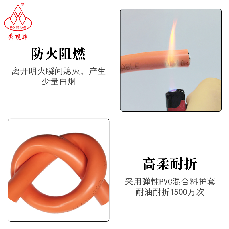 高柔拖链线2 3 4芯阻燃耐折1500万I次伺服电机高速运动电源电缆线