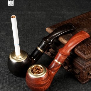 烟斗铜老式手工实木过滤烟嘴用丝插烟传统旱烟杆男士纯木工具全套