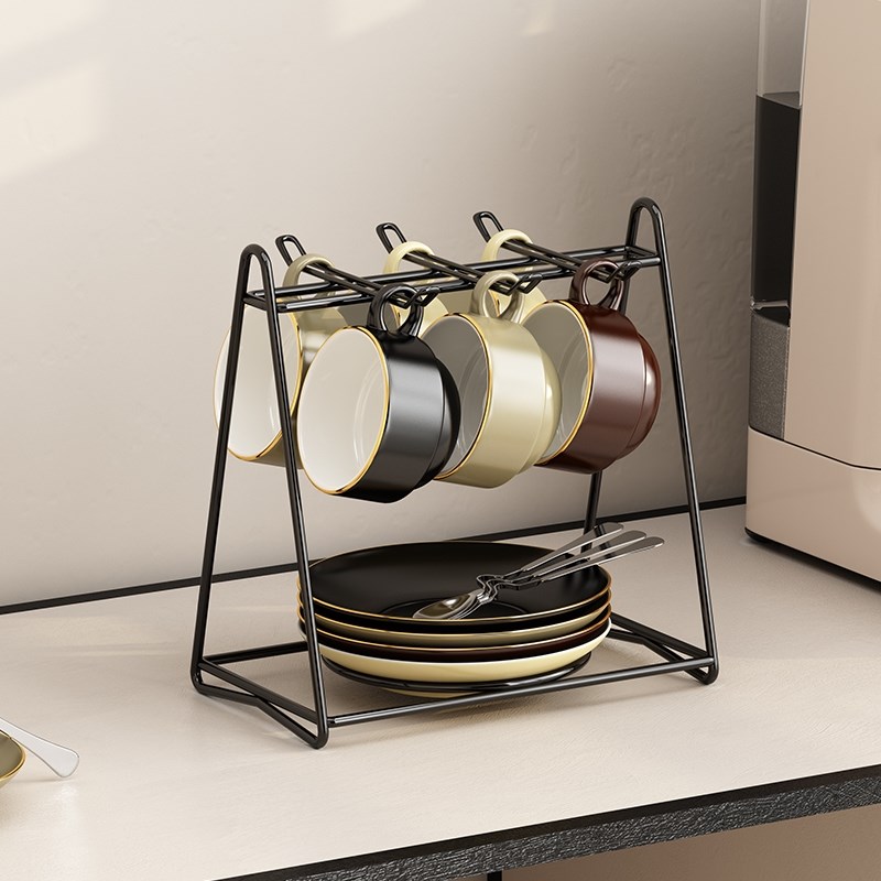德国进口陶瓷咖啡杯架子轻奢水杯架挂杯子置物挂架杯碟沥水收纳架