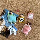 创意蜡笔小新图钉睡眠一家人软木钉按钉毛毡留言绘画钉办公文具