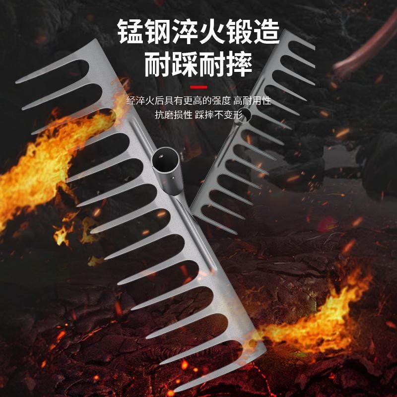 德国耙子农具搂草松土不锈钢九齿钉耙农用铁耙子除草神器挖地扒子