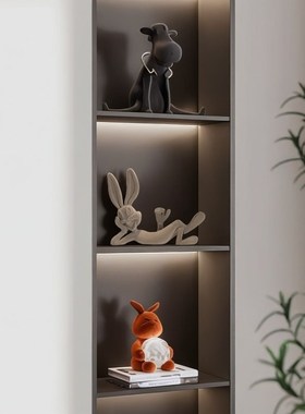 小众高级感软装搭配家居客厅电视柜壁龛书房办公室玻璃展示柜摆件