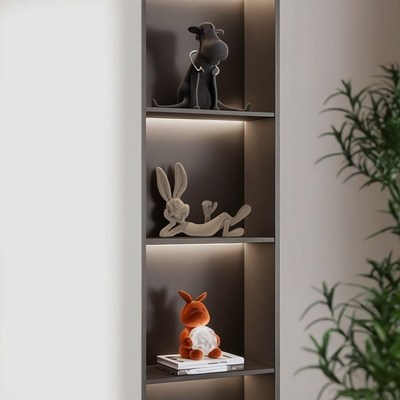 小众高级感软装搭配家居客厅电视柜壁龛书房办公室玻璃展示柜摆件