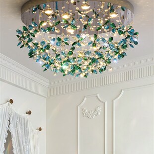 客厅吸顶灯2025新款现代轻奢花朵水晶圆形创意高档卧室餐厅吊灯具