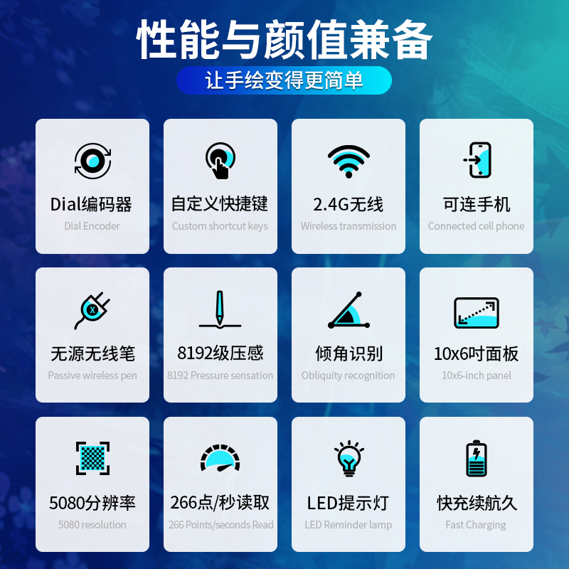绘王Q620M无线手绘板电子绘图板写字输入手写板电脑绘画板数位板