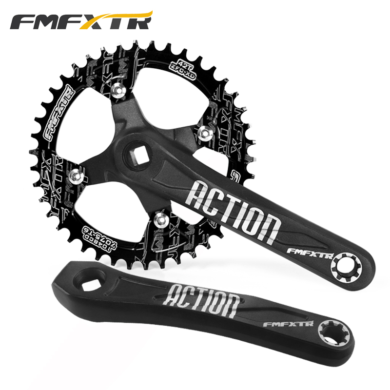 山地车自行车牙盘方孔曲柄170cm正负齿盘104bcd单盘改装单车配件