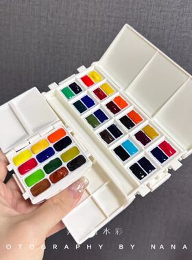 portable painter便携水彩调色盘24色颜料盒旅行迷你口袋分装盒