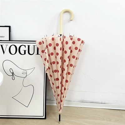 长柄遮阳伞16骨加固防风黑胶太阳D伞晴雨两用直杆伞弯手柄定制刻