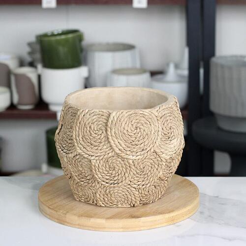 仿编织圈圈水泥花盆17.5CM有孔