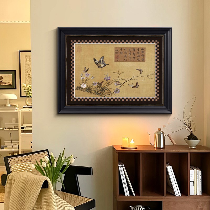百蝶图中式古风电表箱装饰画弱配电箱挂画电源开关盒遮挡壁画新款