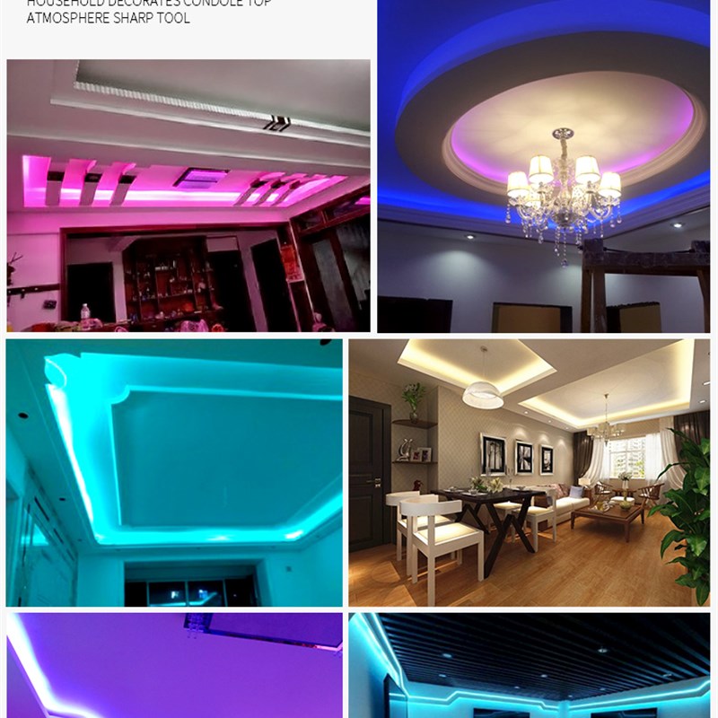 灯带led三色七彩变色遥控家用客厅吊顶超亮长条灯条防水光带220v