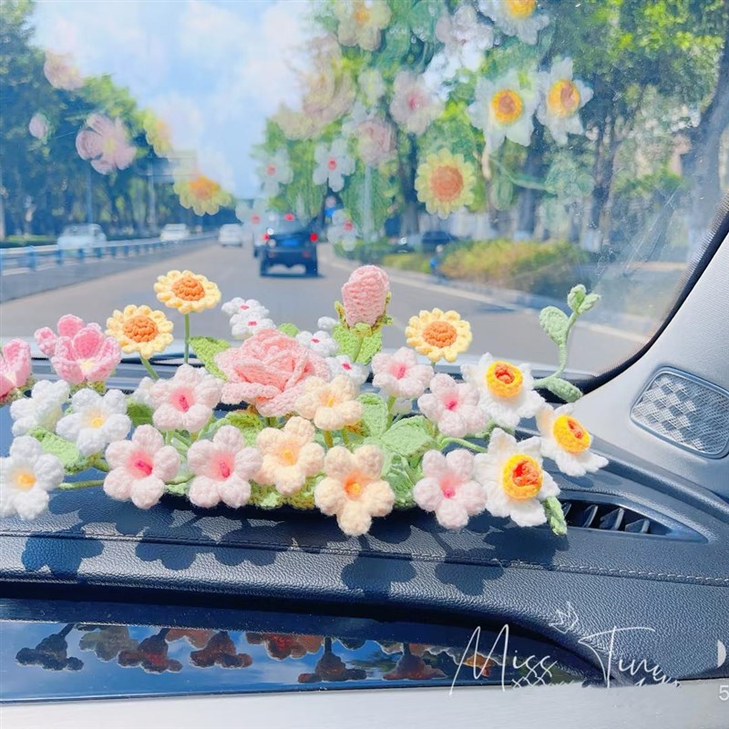 diy一路生花手工编织花束DIY材料包自制一路顺风摆件出风口夹全套