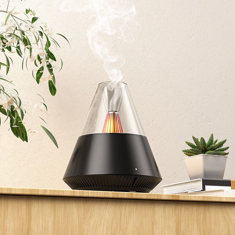 j33火焰香薰机办公桌面家用卧室精油气氛灯彷真l加湿器带遥控器