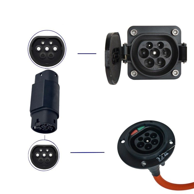 新能源汽车GB/T国标转欧标快充插头充电器转换头特斯拉充电转接头