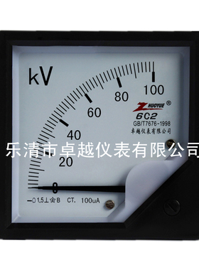 卓越仪表厂家 直流高压电压表 6C2 100KV 输入500UA 100UA 1mA